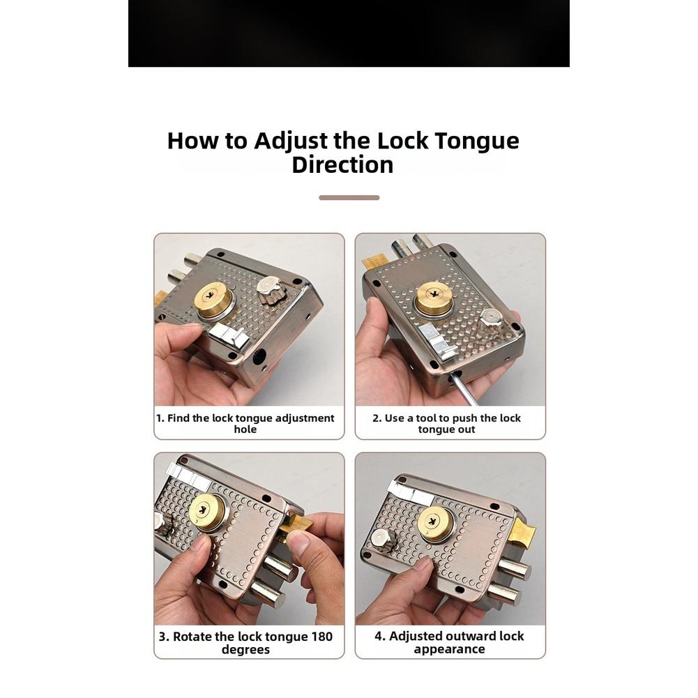 Cross Key Mortise Door Lock For SURFACE Mounted Suitable for Indoor Outdoor Use 12x8.5x7.2cm Iron Zinc Copper Heads