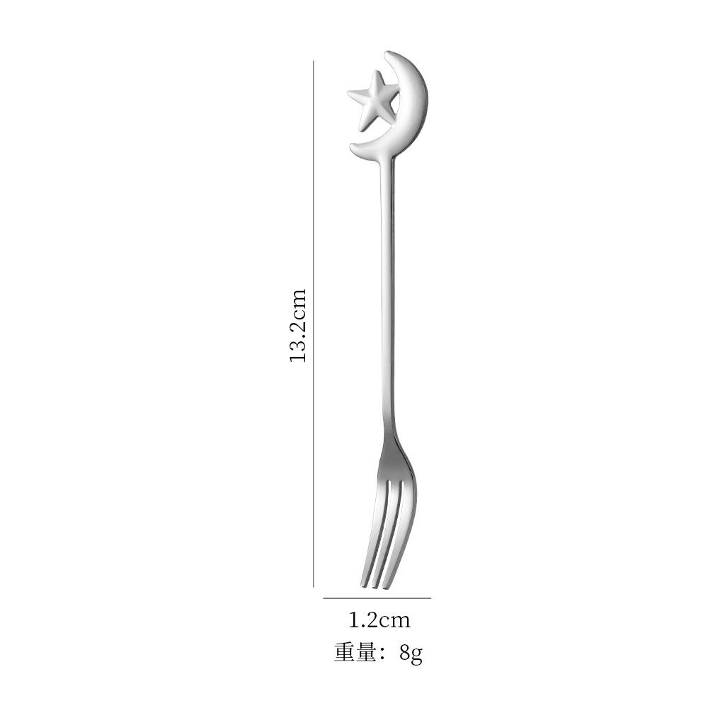 Star Moon Spoon Fork Stainless Steel Small Spoon Fashion Aternoon Tea Tableware Fruit Dessert Forks Coffee Tea Mixing Spoons