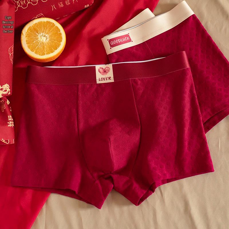 Red Zodiac Heart Men's Jacquard Cotton Boxers - Breathable and Comfortable for Good Luck and Love