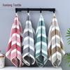 High-Density Coral Fleece Bath Towel Set - Soft, Absorbent, Thick, No Shedding, Wide Stripe Design