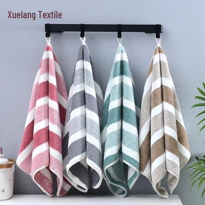 High-Density Coral Fleece Bath Towel Set - Soft, Absorbent, Thick, No Shedding, Wide Stripe Design