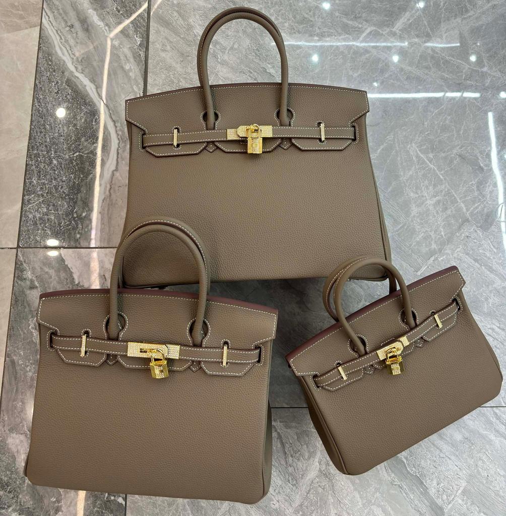 Large-capacity Litchi Pattern Togo Gold and Silver Diamond Genuine Leather Top-grain Cowhide Fashionable and Versatile Single-shoulder Handbag