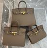 Large-capacity Litchi Pattern Togo Gold and Silver Diamond Genuine Leather Top-grain Cowhide Fashionable and Versatile Single-shoulder Handbag