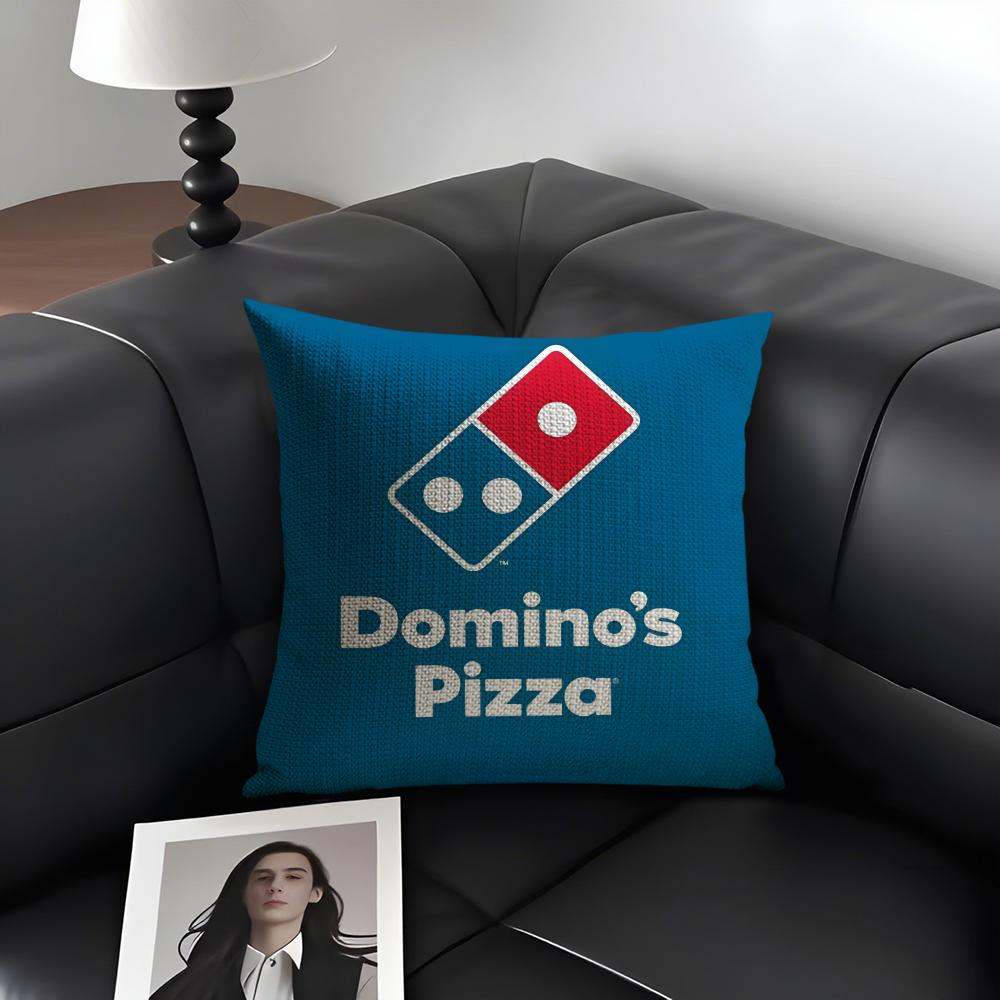 D-Domino'S Pizza Brand Cushion Cover Natural Linen Organic Fabric Double-Sided Printing Sofa Home Decor Gift Pillow Case