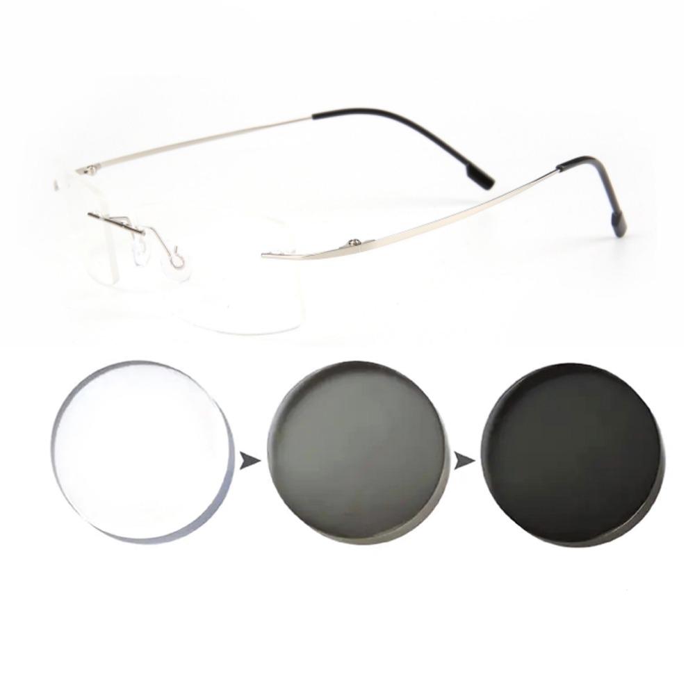 

Фотохромные солнцезащитные очки для близорукости Модные ультралегкие безободковые очки для миопии Готовые оптические очки Диоптрии от 0 до -6.00 Myopia-5.50