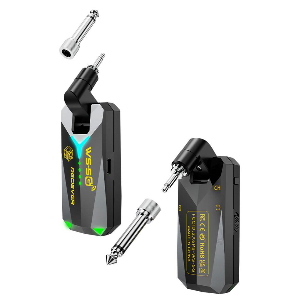 5.8G Wireless Guitar System Sound Transmitter Receiver Studio Sound 50m Range 5.5ms Low Latency Rechargeable 210 Degree