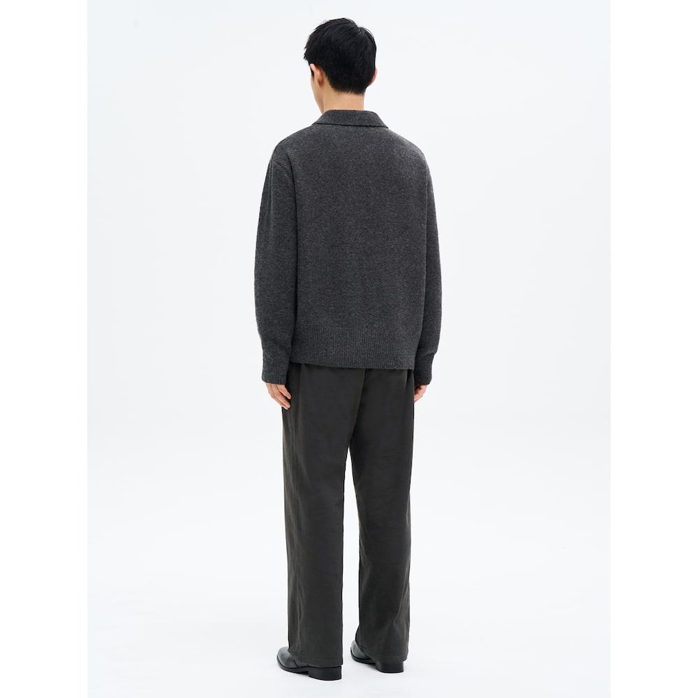 8SECONDS Side Button Collar Knit Ash