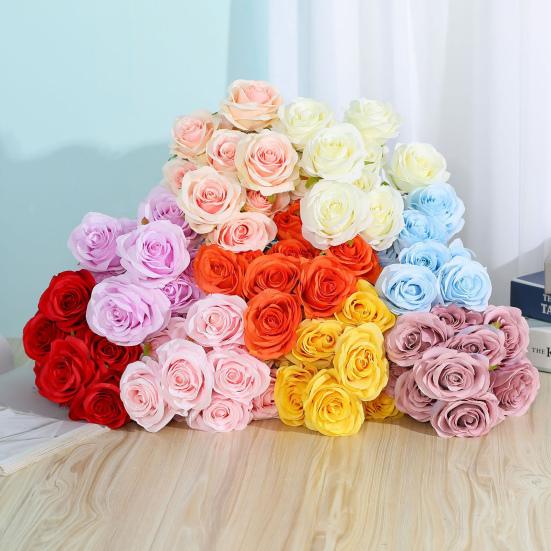 Delicate Texture Faux Silk Flower Good Bent Freely 10 Heads Wedding Rose Floral Decor Simulation Flower