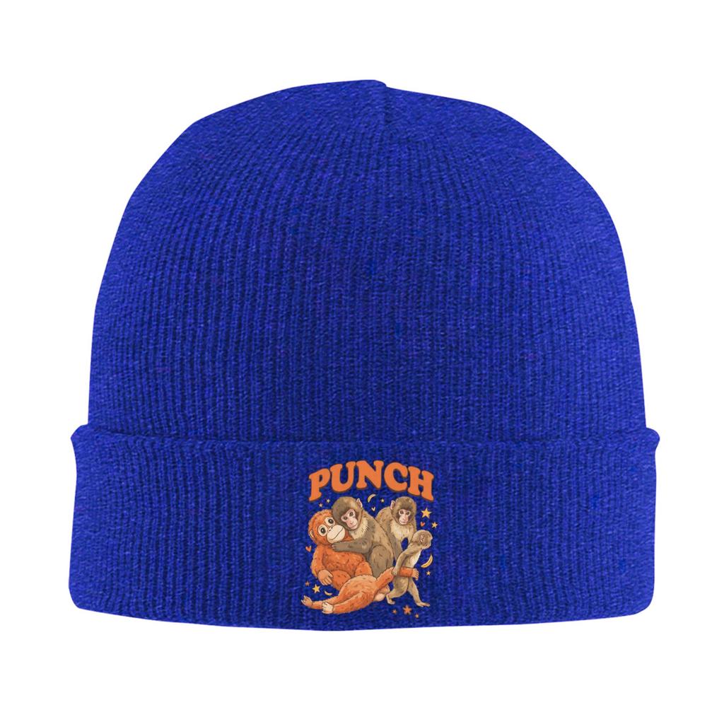 Kawaii Punch Baby Monkey And His Stuffed Monkey Knitted Caps Womens Unisexs Beanie Winter Hat Acrylic Warm Cap