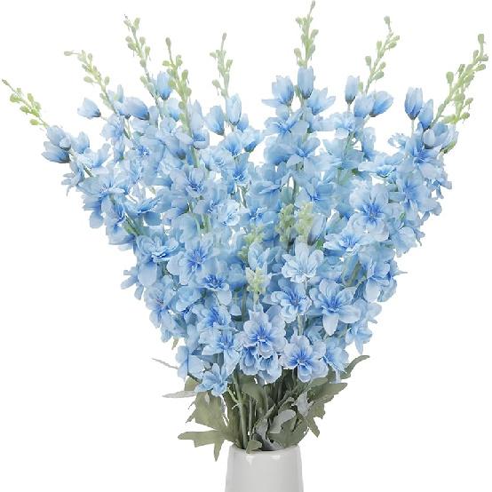 8 шт. Светло-голубой Дельфиниум Искусственный Цветок 34,6   Длины Шелковый Дельфиниум Растение Цветочные Шелковые Цветы Искусственные Букеты для Высокой Вазы Цветочный