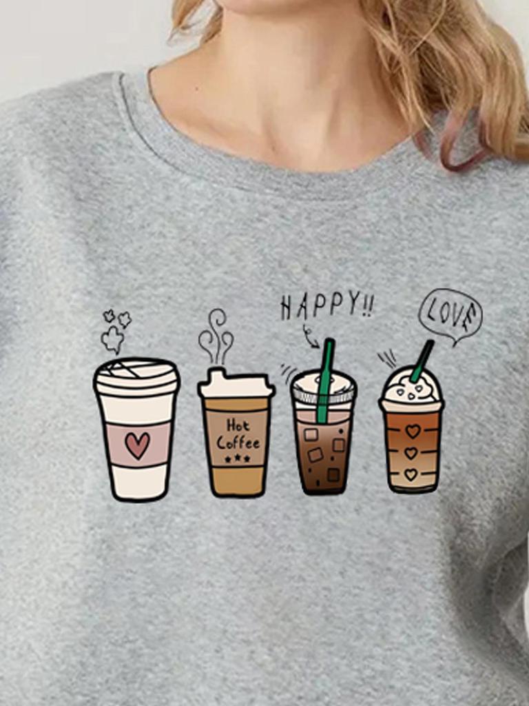 Spring and Autumn Women's Plus Velvet Round Neck Letter Print Hoodie