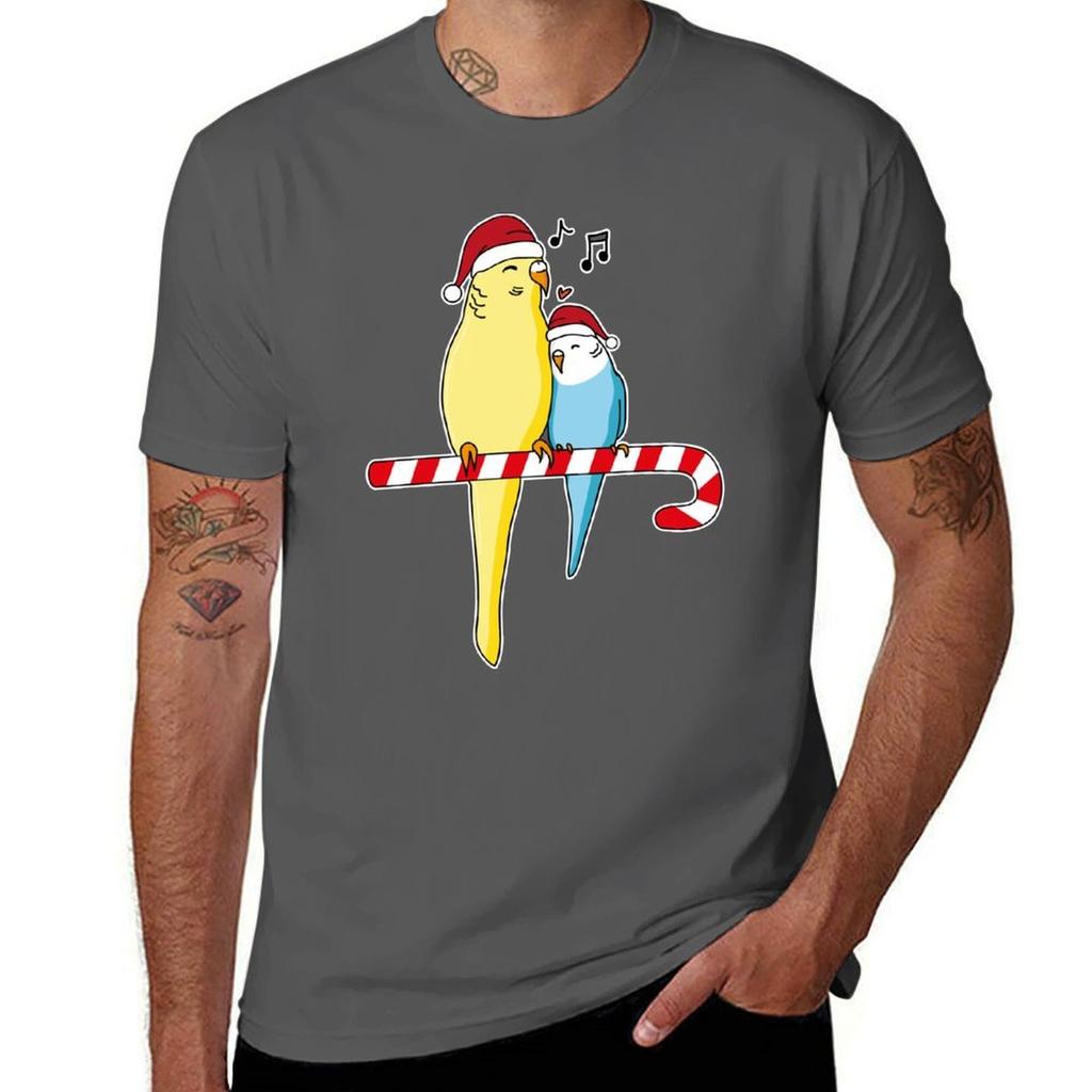 Christmas Budgie budgerigar bird parakeet gift idea T-Shirt Casual Simple Design Short Sleeve Shirt