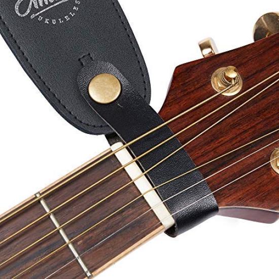 Amumu Guitar Strap, Black SBR Foam Padded Guitar Strap with Strap Block & Headstock Strap Ties for Acoustic, Electric, and Bass Guitars - 3.3" Wide