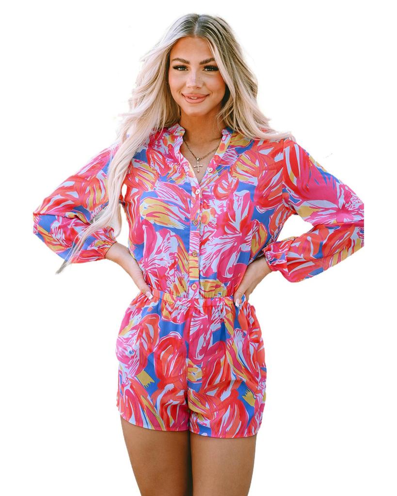 Azura Exchange Bold Graffiti Print Shirt Button Romper