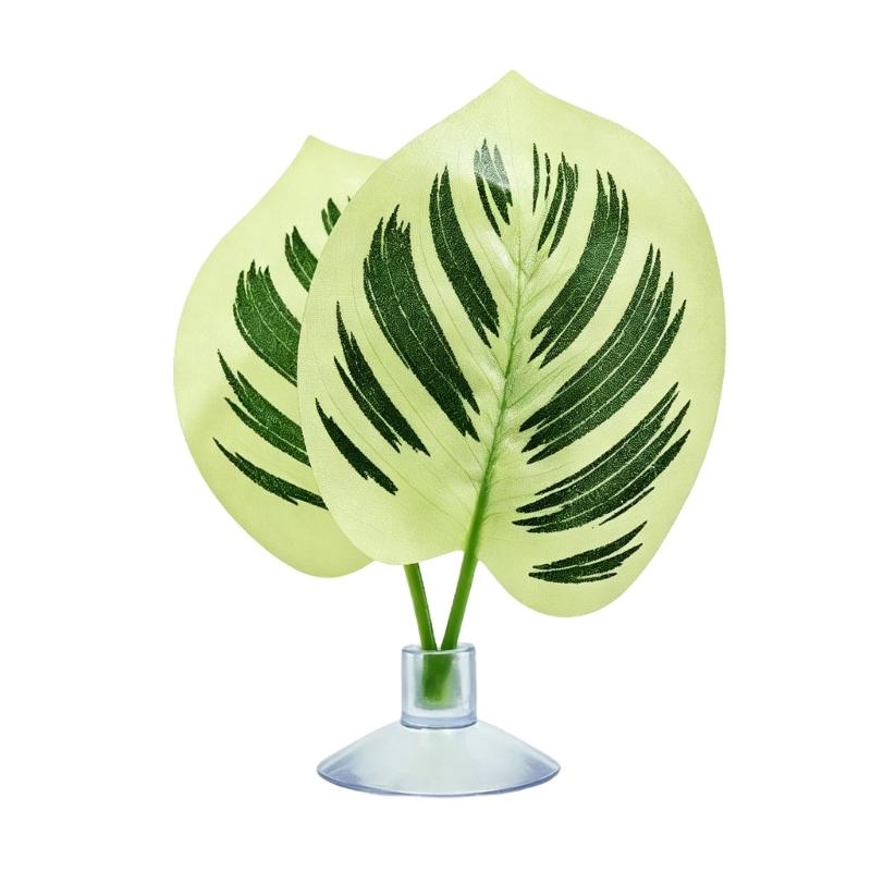Reptiles Clear Suction Cup Artificial Plant Accent, Colorful Plastic Habitat Display Accessory for Enclosure Styling Use