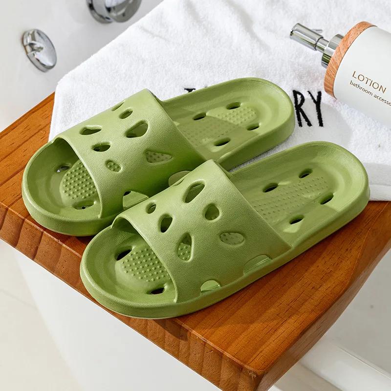 Fashion Slippers Men Bathroom Water Leaky Slippers Summer Women Home Couples Non-slip Indoor Home Waterproof Sandals Super Light