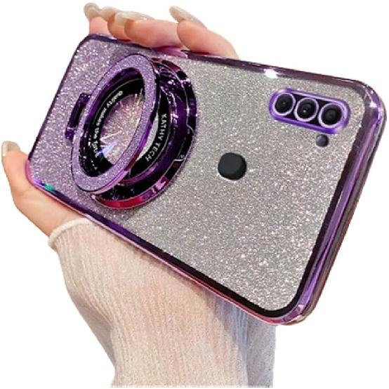 Compatible with Samsung Galaxy A11 Case Glitter Sparkly Camera Protection Cute Luxury Plating Phone Case with Kickstand Magnetic Shockproof