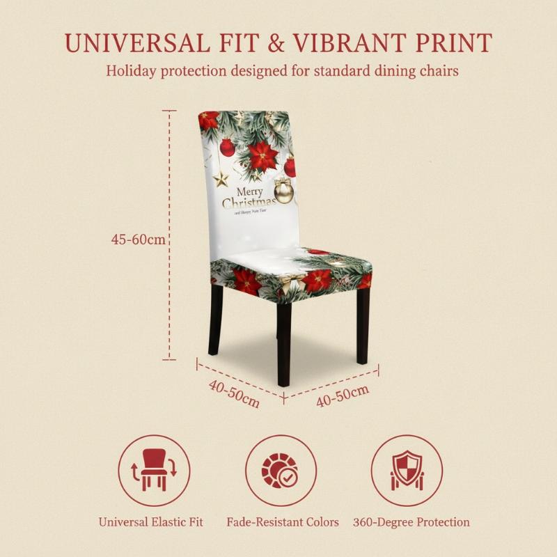 1Pcs Dining Chair Cover Santa Claus Pattern Stretchable Seat Protector For Holiday Party Decoration Holiday Table Setting