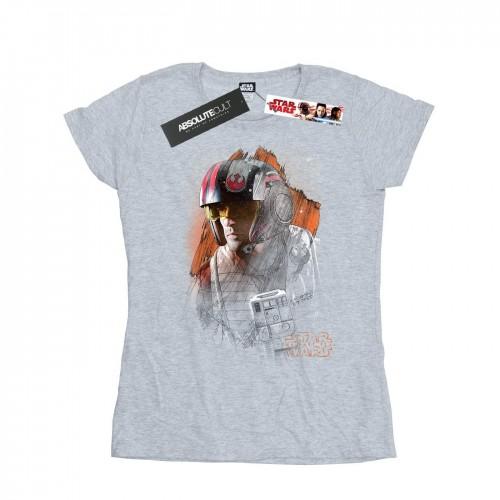 

Star Wars Womens/Ladies The Last Jedi Poe Dameron Brushed Cotton T-Shirt XXL білий