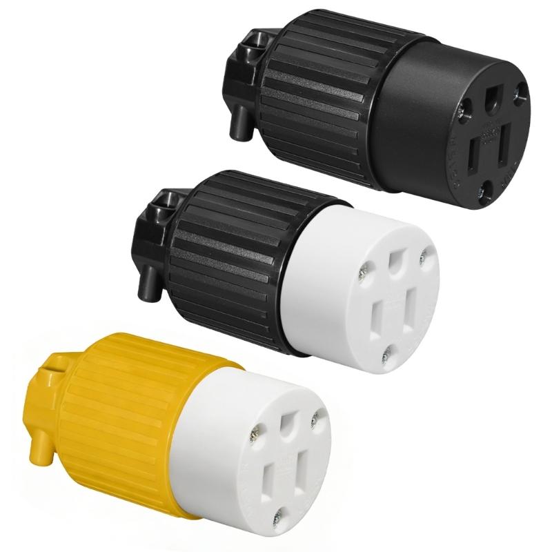 Industrial 2Pole Female Plug NEMA 5 15P Straight Blade 125V 15A Grounding Ergonomic Cord Outlet