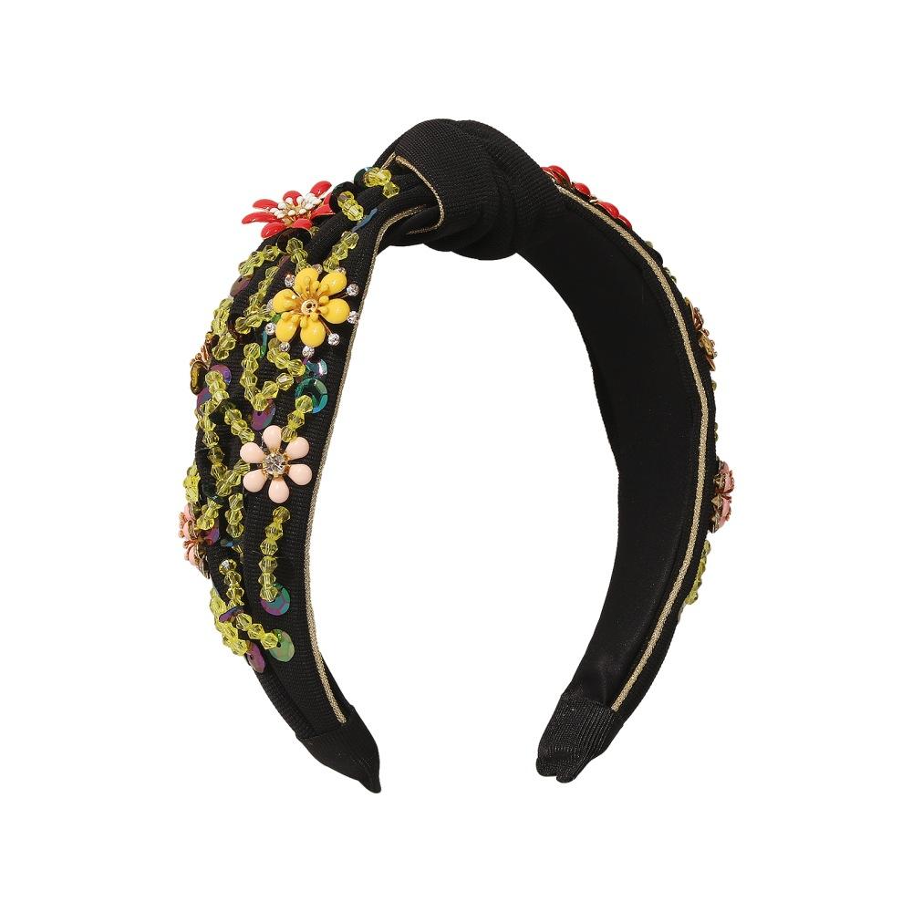 Colorful Rhinestone Headband Middle Knot Turban Hairband For Women Girls Handmade Casual Head Band New Fashion Hair Accessories