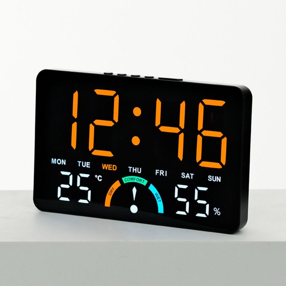 Wall-mounted Electronic Wall Clock Multi-functional Temperature Digital LED Clocks Calendar Date Display Table Clock for Bedroom