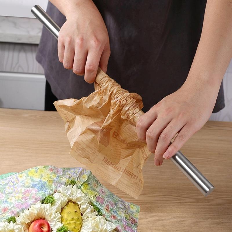 430 Stainless Steel Baking Utensils Ergonomic Handle Rolling Gadget Practical Pastry Roller For Dough Preparation