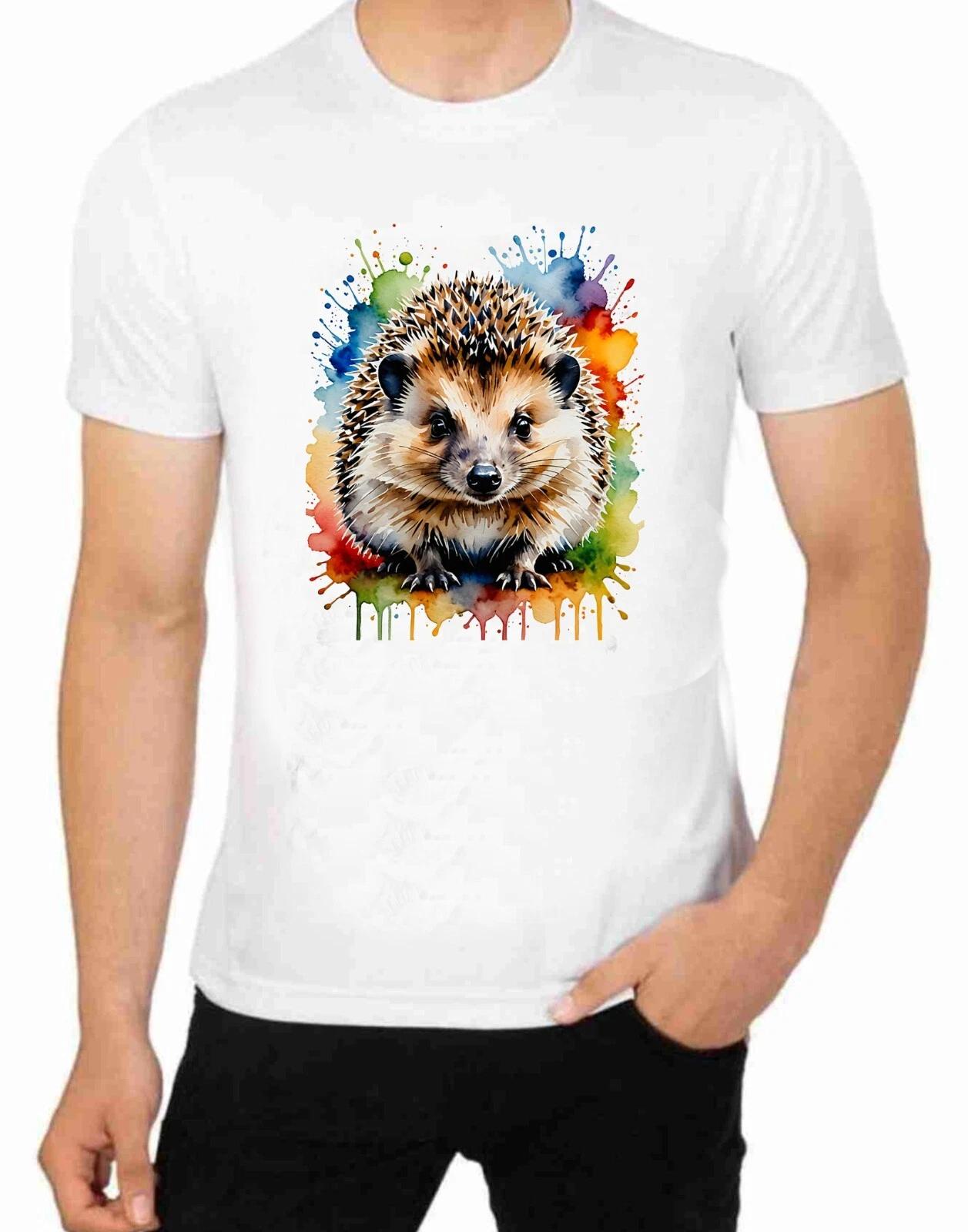 A Hedgehog Painting Art T-Shirt for Mens Apparel S