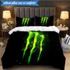 3-teiliges Monster Energy Bettwäsche-Set Bettbezug Verschluss Enthält 1 Bettbezug & 2 Kissenbezüge für Alle Jahreszeiten Schlafzimmer Dekoration Weihnachten Fan Geschenke