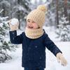 Europäisches & Amerikanisches Kinder Herbst/Winter Plus Samt Bommelmützen, Schal & Handschuhe Set