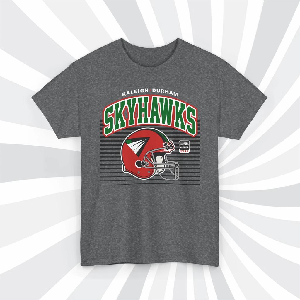 Raleigh Durham Skyhawks 1991 WLAF Vintage Football Helmet T shirt