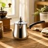 Polished Silver Stainless Steel Coffee and Tea Pot with Black Handle Controlled