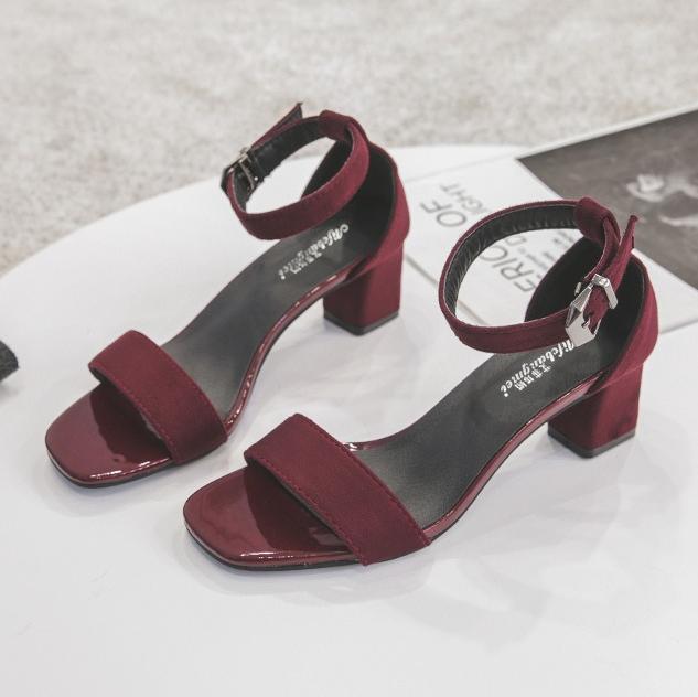 Fashion Coarse Heel One-word Sandals Women's 2025 New Summer Wear Casual and Versatile Black Suede High Heel Coarse Heel Sandals Women