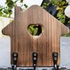 Decorative Wooden Key Hanger Wall-Mounted Key Storage Rack with Hooks House Shaped Entryway Decoration Coat Organizer