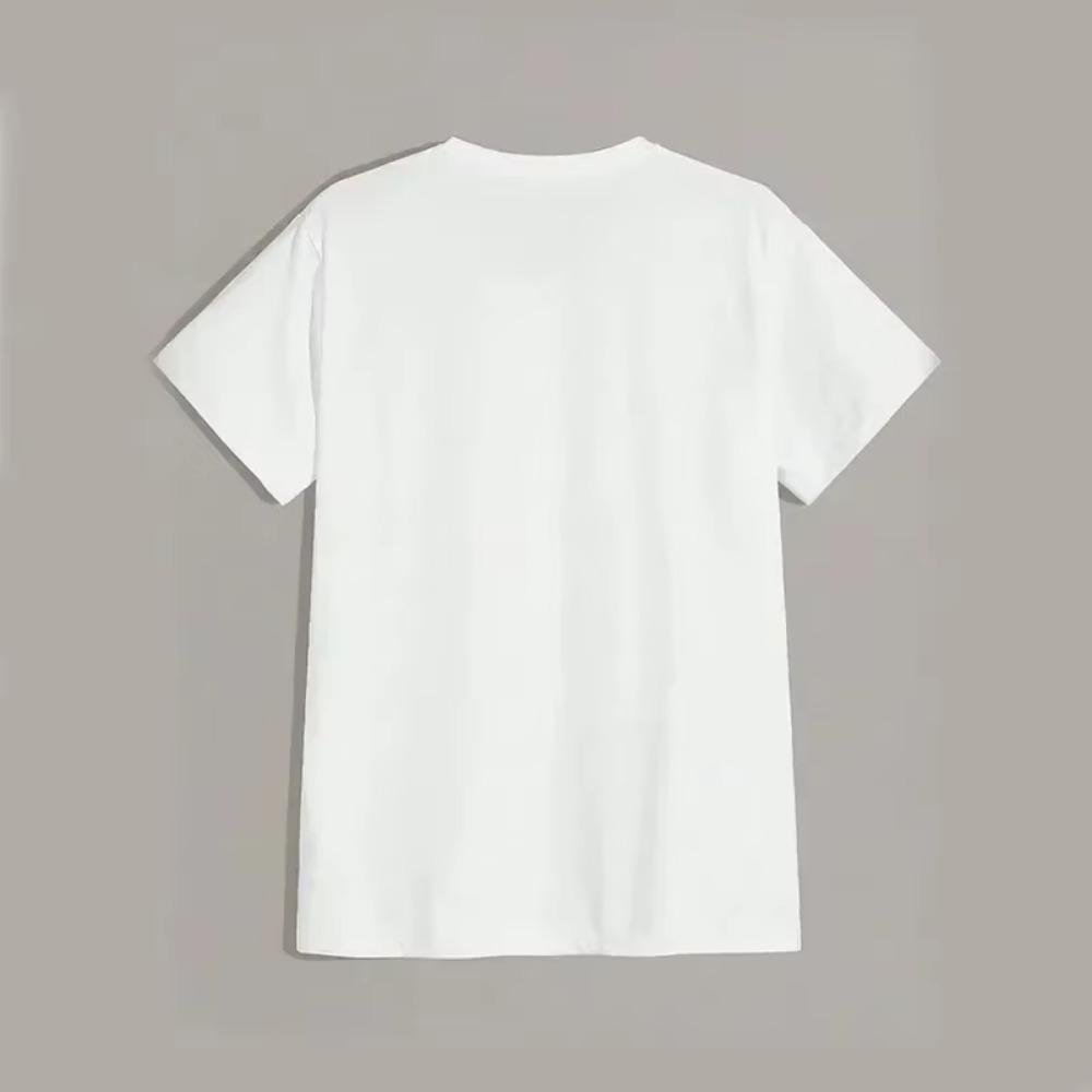 Men's Summer Earbuds Printed Round Neck Short Sleeve Casual  T-shirt New Fashion Daily Loose Size Couple Street T-shirt