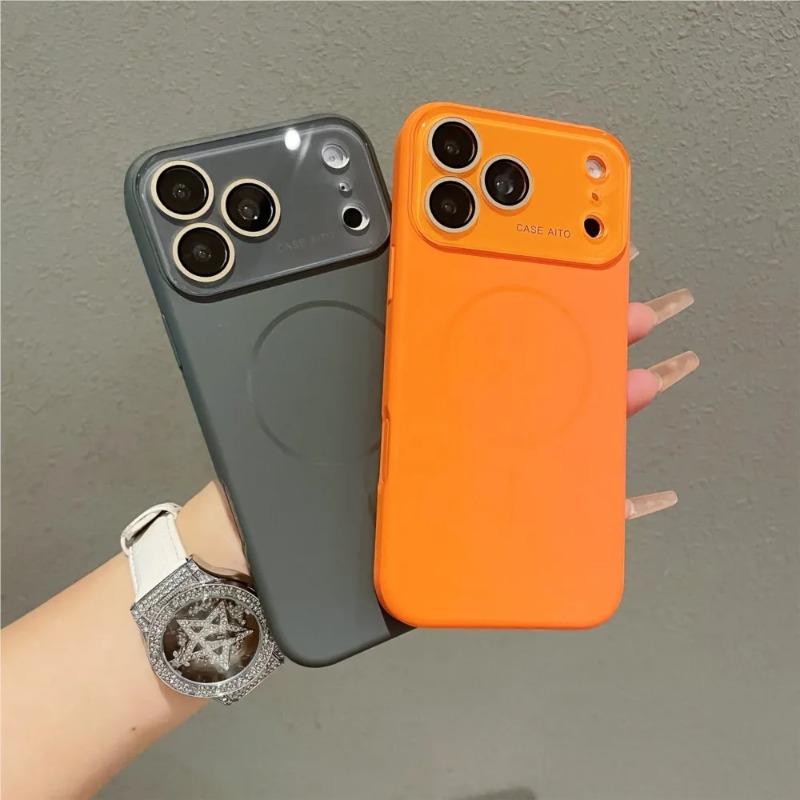 Large Window Magnetic Liquid Silicone Case For iPhone 17 Air 16 15 14 13 Pro Max For Magsafe Wireless Charge Matte Protect Cover