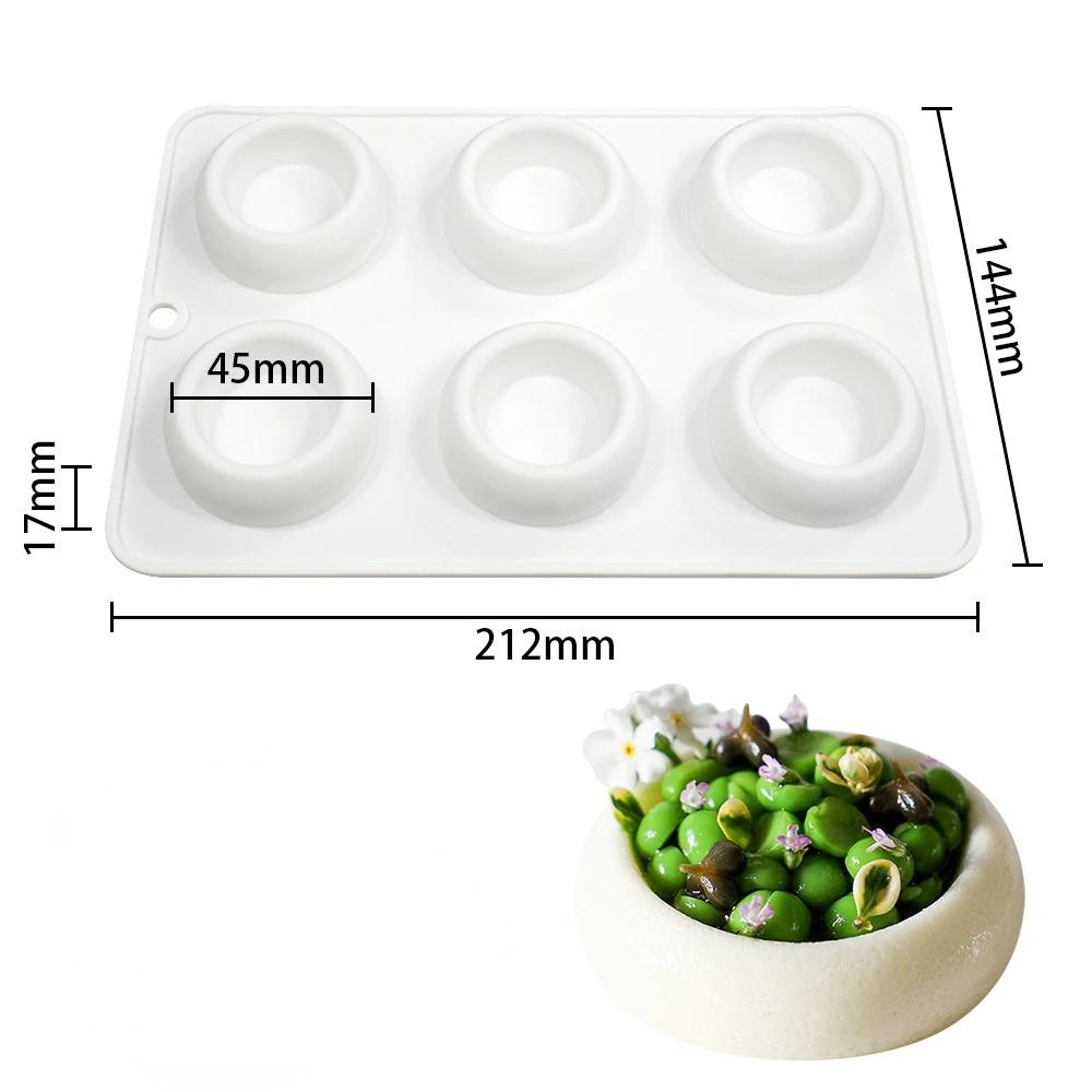 Dorica 6 Cavity 3D Round Ring Design Pudding Silicone Mousse Mould DIY Dessert Chocolate Mold Cake Decorating Tools Bakeware