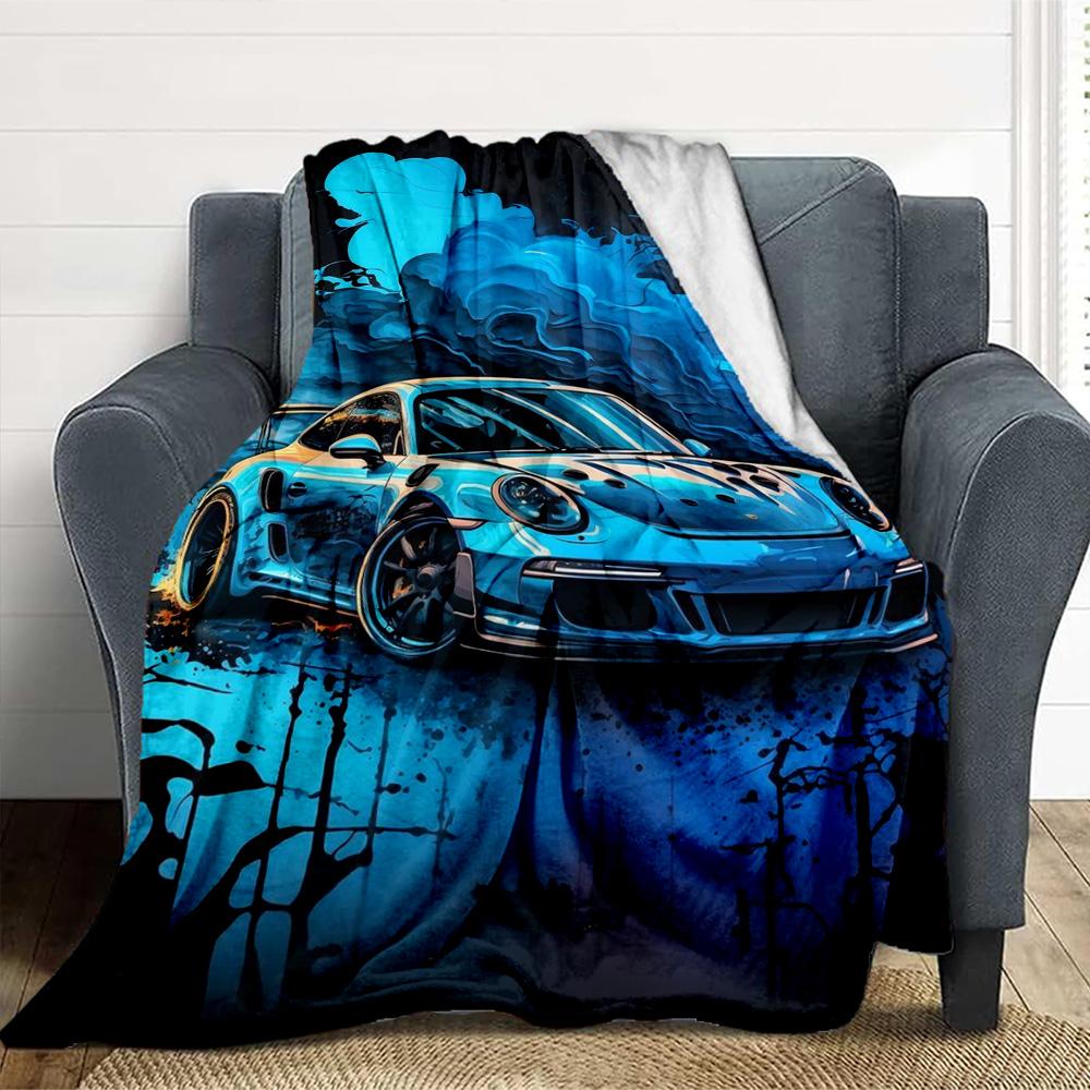 Blue Car Flannel Blanket Throw Blanket Soft Warm Sofa Bed Camping Car home Decor Unique Christmas Gift C9301648