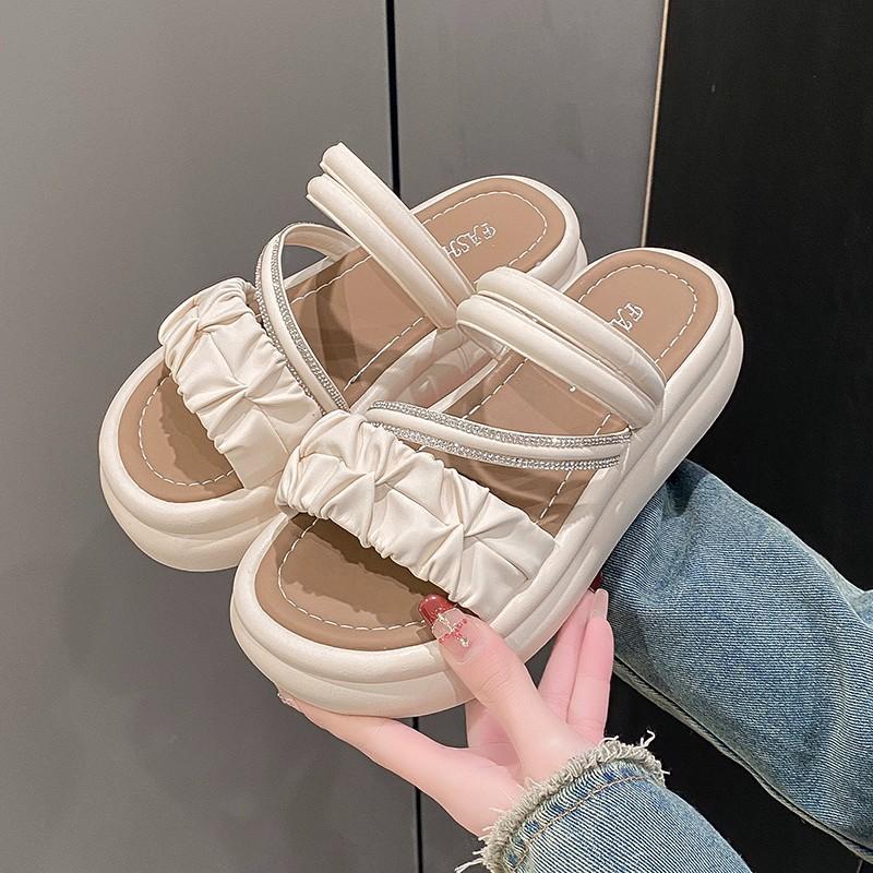 Two Wear Cool Slippers, Wear New Fashion Pearl Fairy Style with Skirt Platform Sandals In Summer