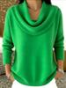 Women's Crew Neck Knit Sweater Casual Loose Knit Autumn and Winter Knit Pullover Top