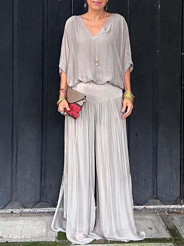 2024 Summer Women's Solid Color Chiffon Set - European & American Fashion