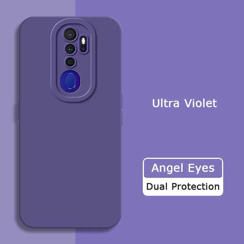Angel Eyes Square Liquid Silicone Phone Case for OPPO A5 A9 2020 A11 A11X Camera Protective Soft Shockproof Back Cover Armor Bag