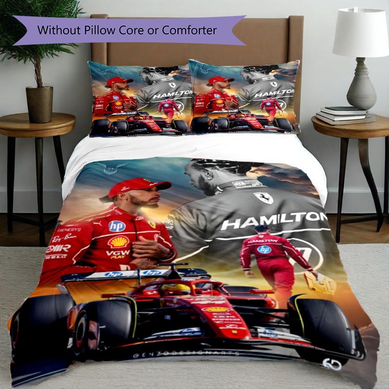 3pcs Duvet Cover Set (1*Duvet Cover + 2*Pillowcase, Without Core), F1 Racing Driver Print Bedding Set, Bedroom Decor, All‑Season, Gift