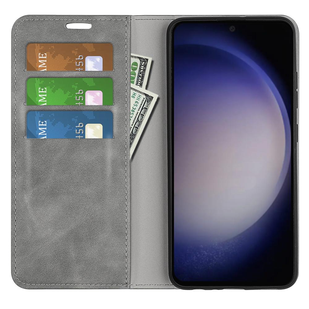 

For Samsung Galaxy S24+ Case Skin-touch Leather Wallet Phone Cover Black