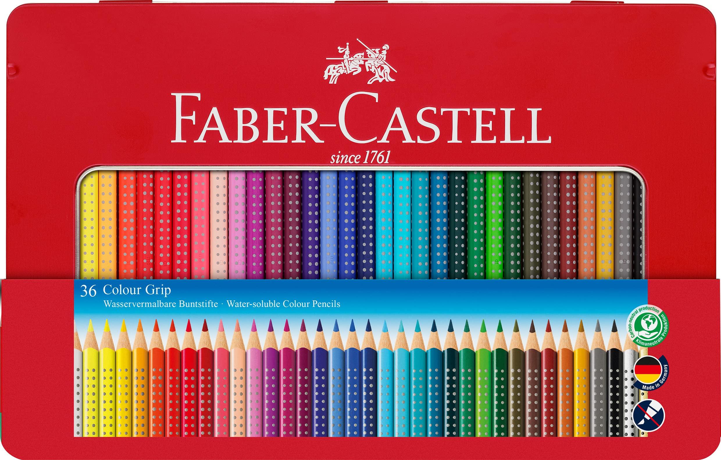 

Акварельные карандаши ColorGrip 36 цветов от Faber-Castell, (в жестяной банке)