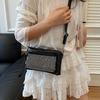 Rhinestone-Studded Shoulder Bags for Women Zip Closure Trendy Small Square Ladies Clutch Bag Small Crossbody Bags for Women