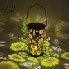 Outdoor Solar Lanterns Decorative Garden Lights Powered Waterproof Metal Floral Patio Pattern