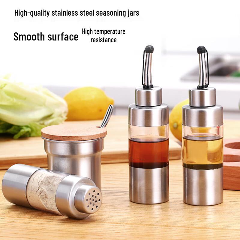 Yingbai Modern 5-Piece Seasoning Jar Set with Square Wooden Base