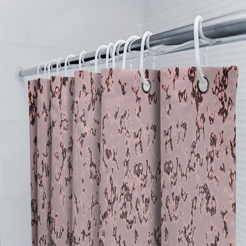 Charming Black Pink Shower Curtain Floral Print Modern Decor for Bathroom Easy Install Hook Rings Set Home Improvement Waterproo