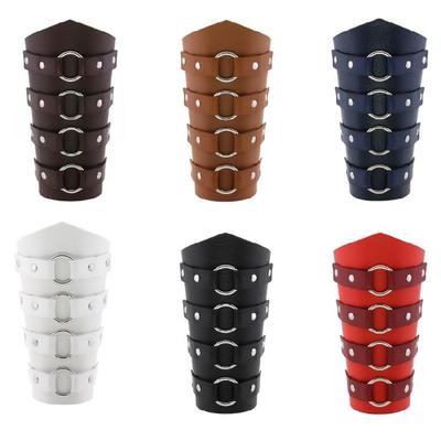 Elegance Vintage PU Leather Wrist Bracers with Round Buckle Perfect Fit for Male Female In Historical Reenactments